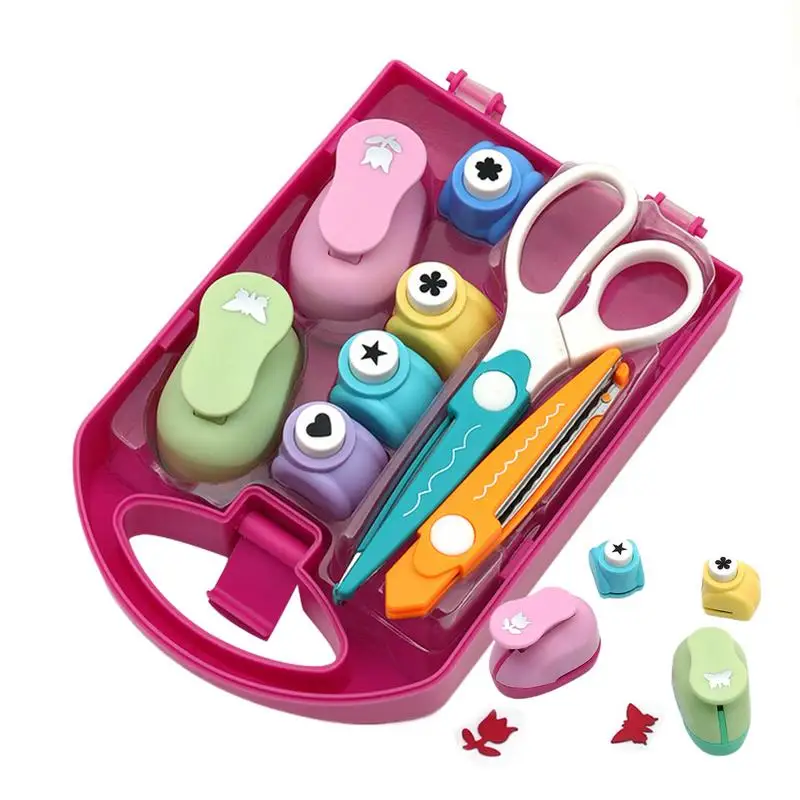 

Creative Kids D IY Puncher Craft Set Handmade Punching Machine Labor-saving Embossing Machine Punching Machine Set Gifts