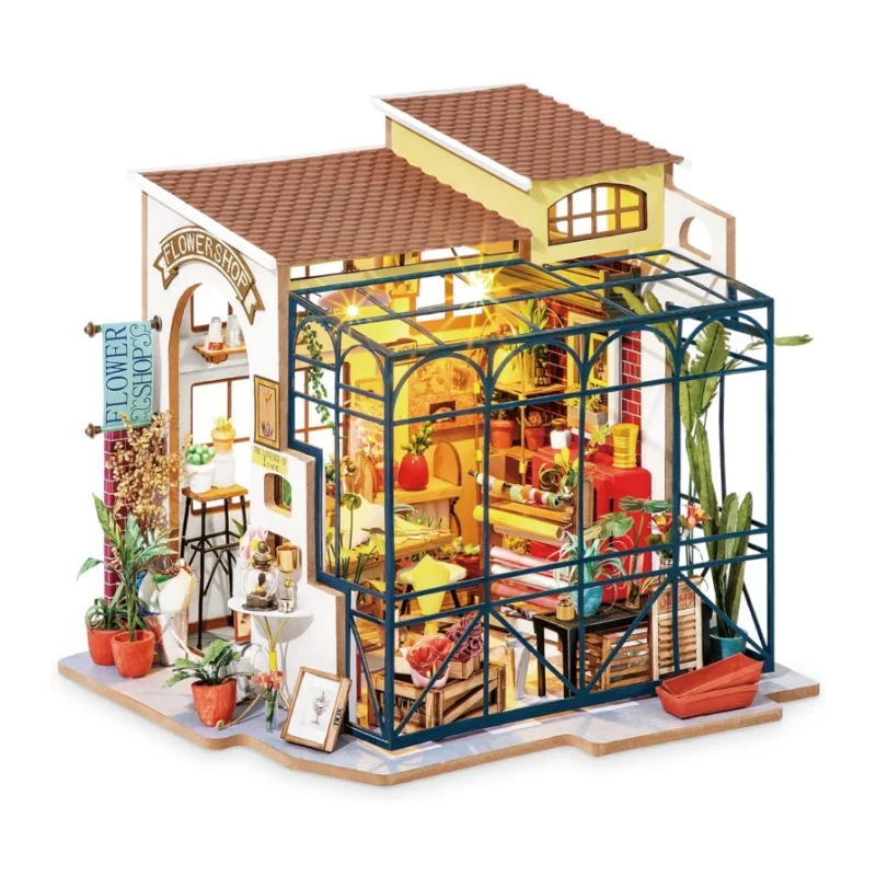 Robotime Mini House DIY Dollhouse Kit with Furnitures Accessories 1:24 Scale Craft Kit  Emily's Flower Shop