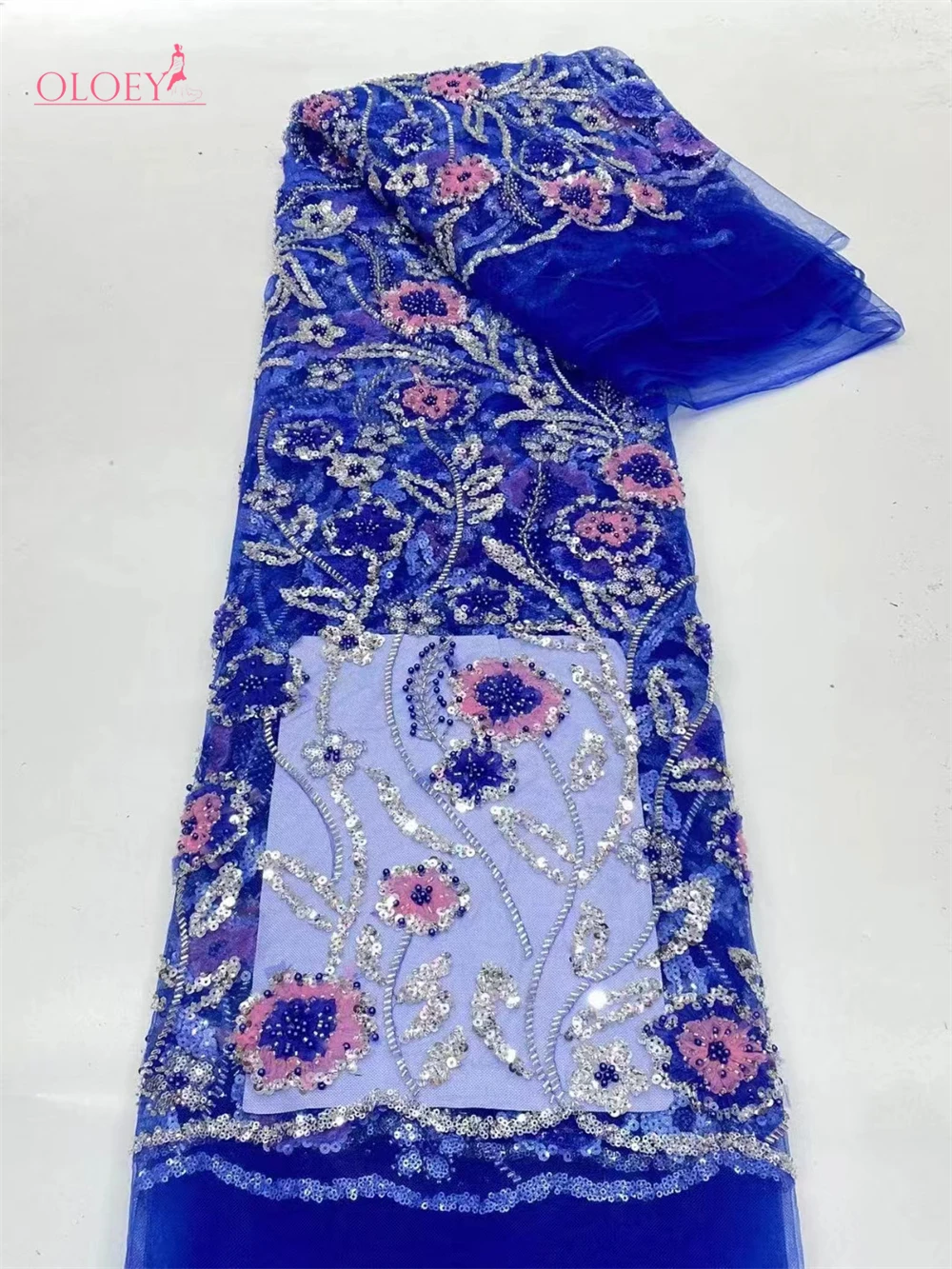 

Fashion Elegant French Embroidery Beaded Lace Fabric African Nigerian With Sequins Fabric For Wedding Dress