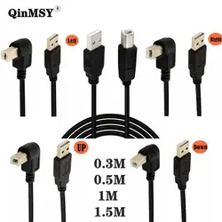 Up Down Right Left Angle USB 2.0 A Male to USB B Male Type B BM Printer scanner 90 degree cable 50cm 150cm 1M BM Angled Cable