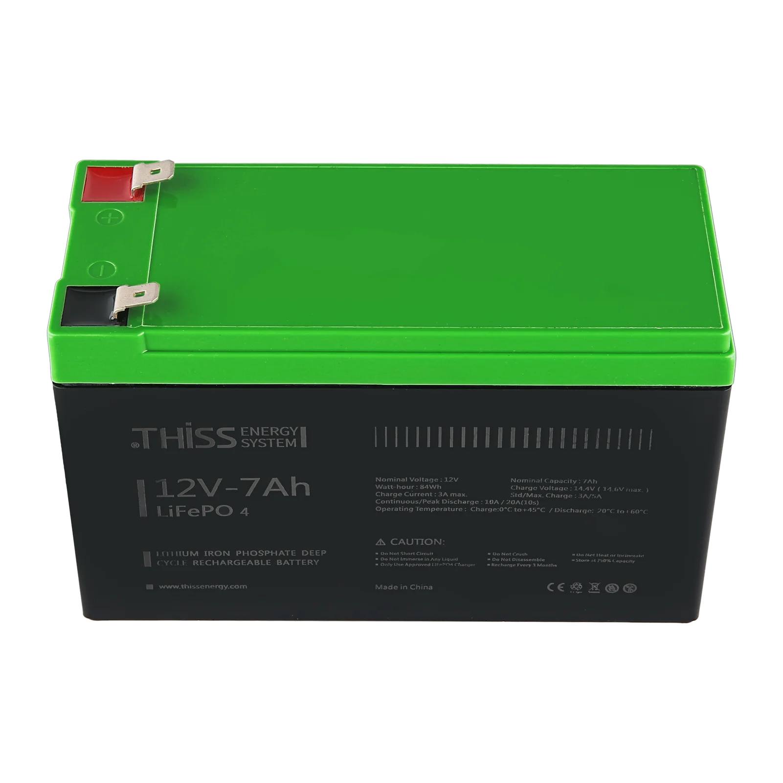 LiFePO4 Deep Cycle Battery 12V 7Ah, Built-in BMS Replacing Most Backup Power and Off Grid Applications for Home Storage
