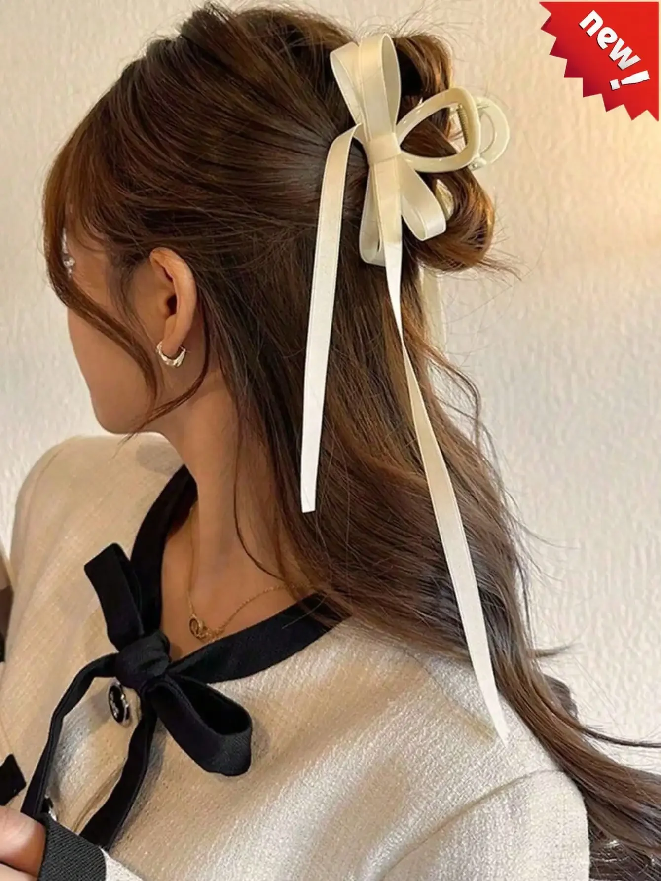 

Заколка для волос с двойным бантом и лентами, 1 шт., бархатная заколка для женщин, элегантный аксессуар для повседневного использования