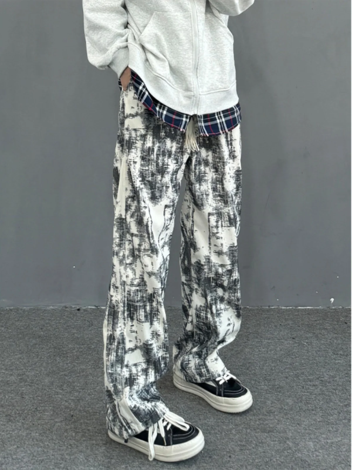 

Tie-Dye Camouflage Sweatpants Men's Spring Autumn American High Street Vibe Straight Leg Trendy Sporty Casual Pants