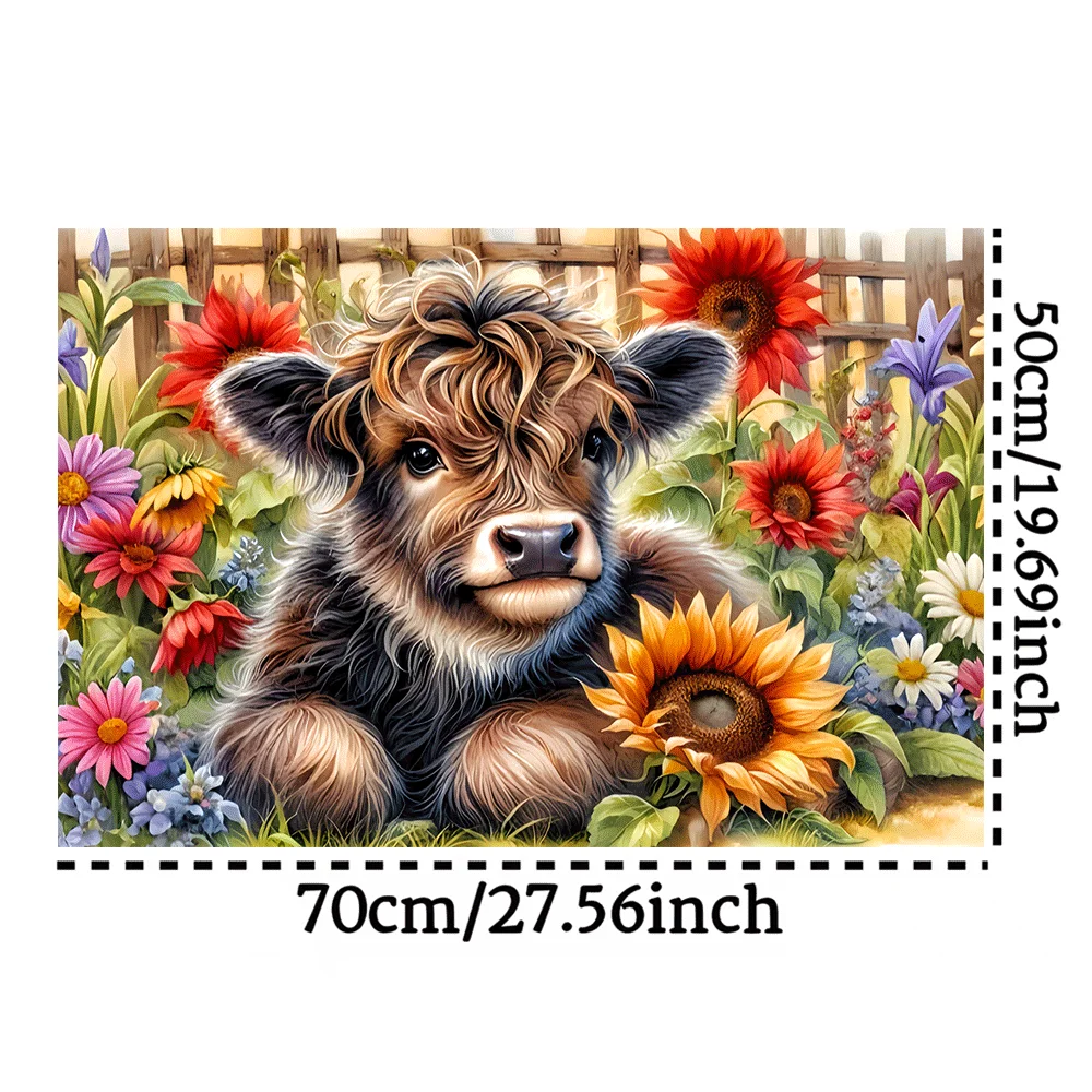 1000ピース 大型 牛とひまわりの農場パズル - 挑戦的な大人向け塗り絵ゲーム 家族の絆、素朴な壁、またはTに最適