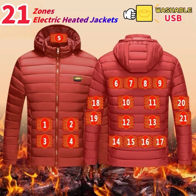 25 Heated Jacket Snow Men Women Intelligent USB Electric Heating Coats Self Heating Thermal Clothes Winter Functional Outwear