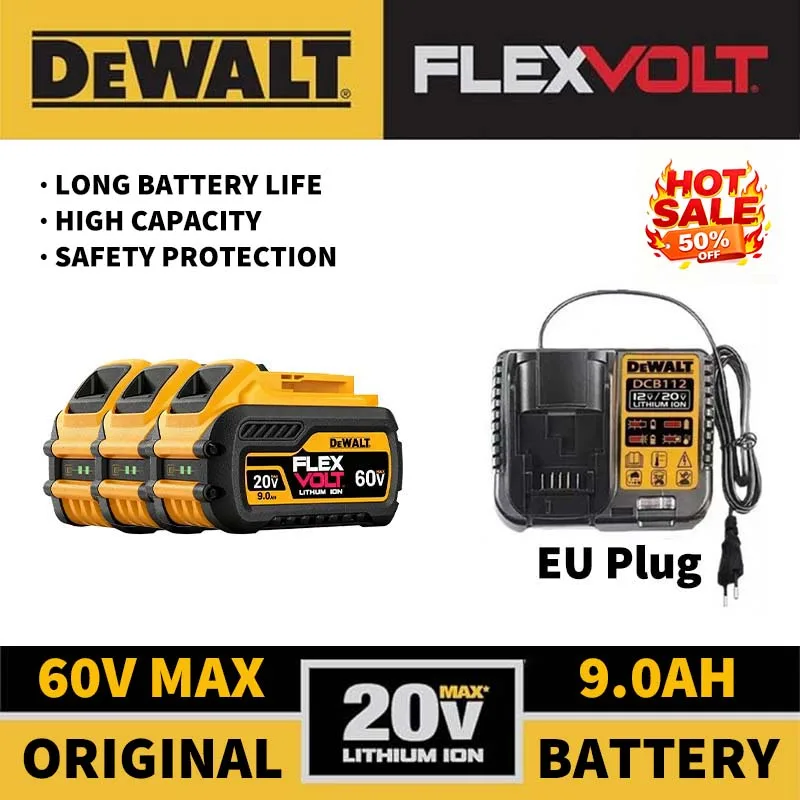 

Оригинальный аккумулятор DeWALT 60 В MAX FlexVolt, высокая емкость, 9 А, литий-ионный аккумулятор 20 В, 5 А, 6 А, аккумулятор для электроинструментов DCB202, DCB205, DCB206, DCB209, DCB609