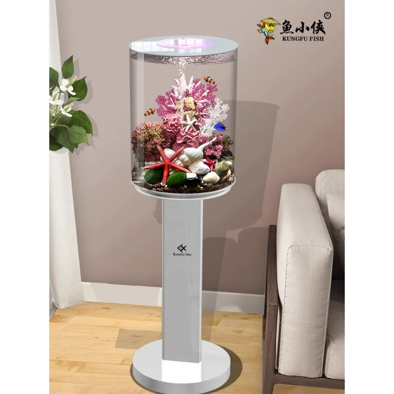 New creative internet celebrity fish tank ecological living room fish tank small household goldfish tank circular oxygenation