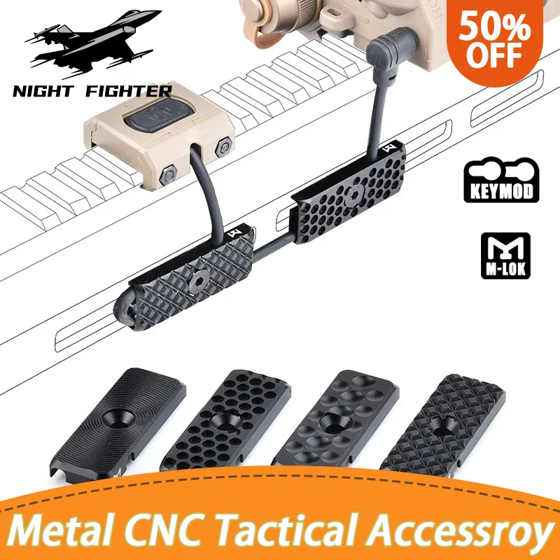 3pcs/Set Metal CNC Tactical Accessroy M-Lok Keymod Wire Guide System Airsoft Weapon Rail Handguard Tail Fixed Accessory