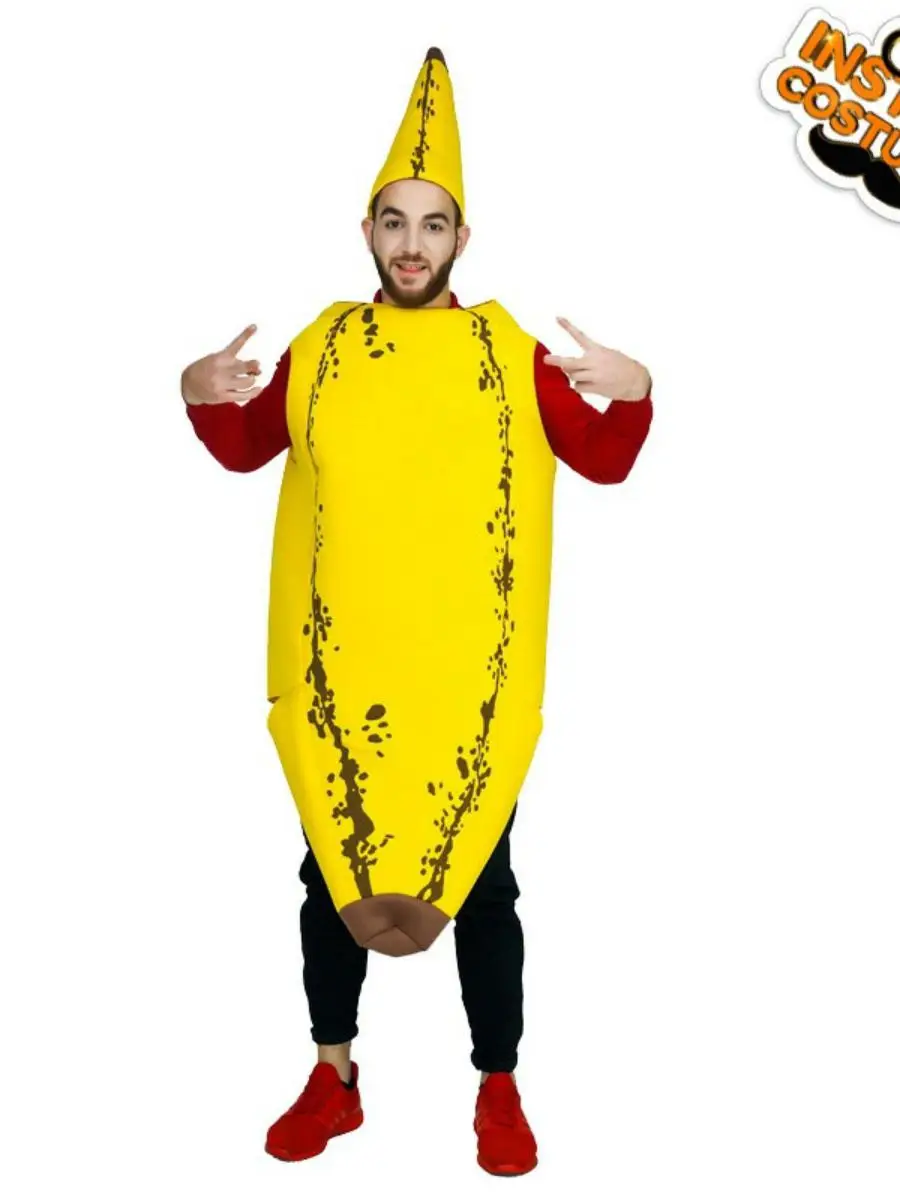 

Забавный костюм-банан на Хэллоуин, костюм для взрослых и детей, костюм для родителей и детей, пара, фестиваль, наряд с фруктами
