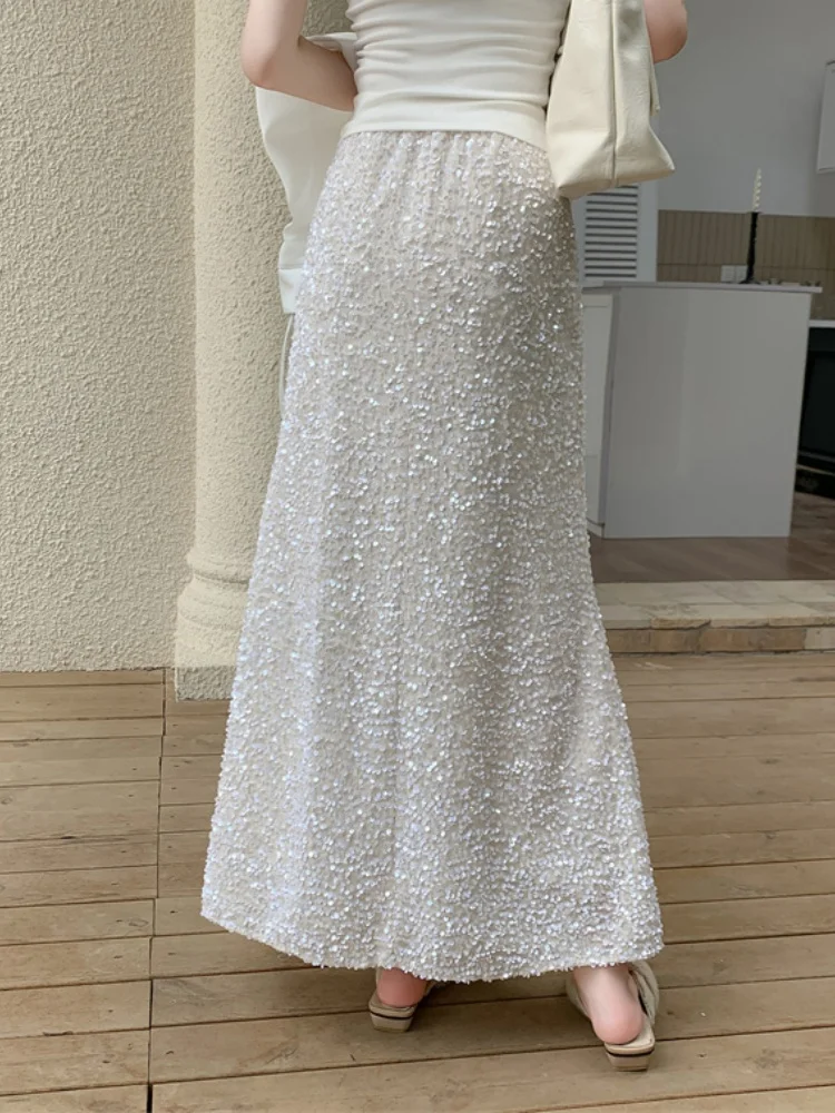 SMTHMA 2025 جديد الخريف مزاجه التنقل مشفرة الترتر البوق حورية البحر تنورة المرأة عالية الخصر ضئيلة تدلى تنورة طويلة #2