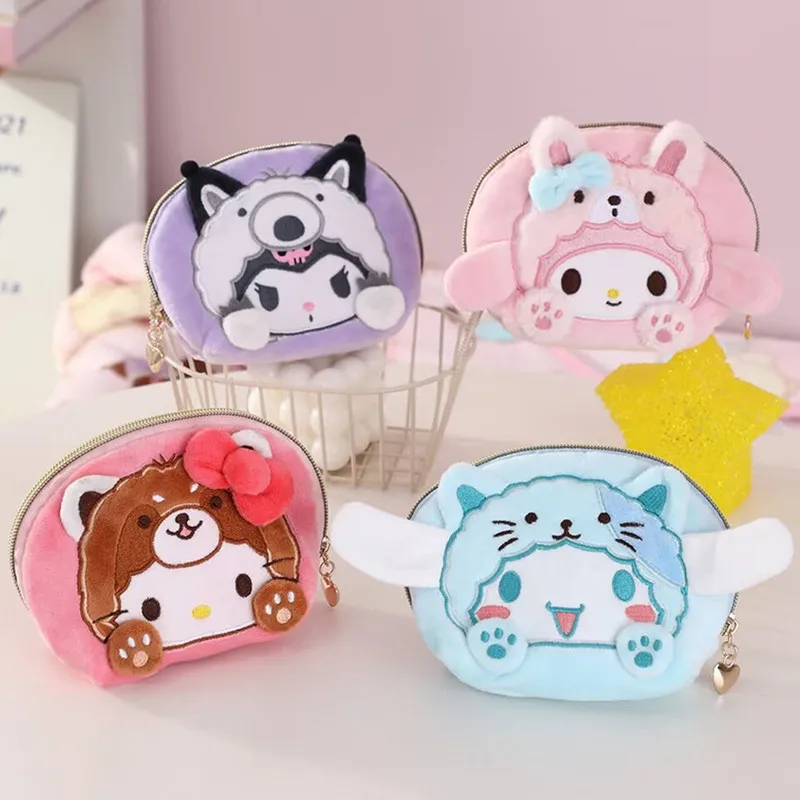 Anime Cinnamoroll My Melody Kuromi Cartoon Mini Coin Purse Kawaii Portable Headphone Storage Bag Cute Lipstick Bag Gift
