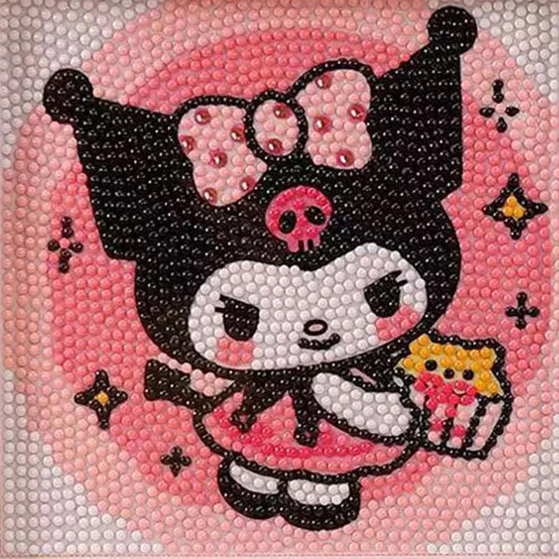 Sanrio คริสตัลเพชรกรอบตกแต่งภาพวาดชุดทําด้วยมือ DIY Kuromi Kawaii ตกแต่งบ้านคู่ของขวัญวันเกิด