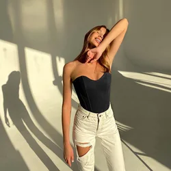 2024 Sleeveless Vest Off Shoulder Elegant  Fashion Sexy Corset Crop Tops Vest Female Underwear Backless