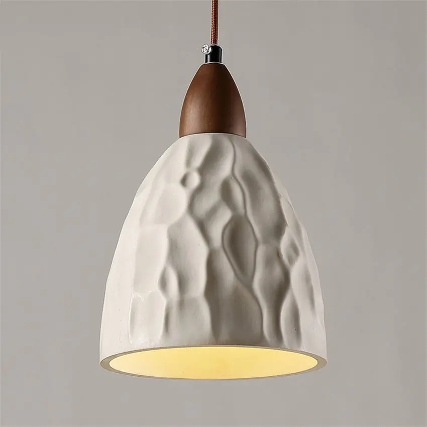 Wabi-sabi luces colgantes de cemento dormitorio mesita de noche restaurante alojamiento en familia sala de té bar vintage crema lámparas colgantes de diseño iluminación