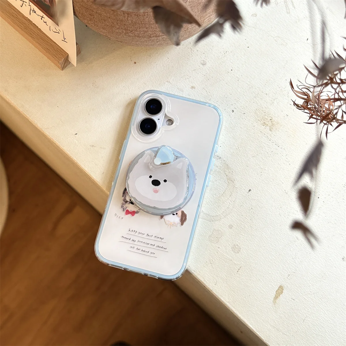 

New cute cartoon puppy magnetic stand Phone Case For iPhone 16 15 14 13 Pro Max fundas iphone 15 case Protective cover 16
