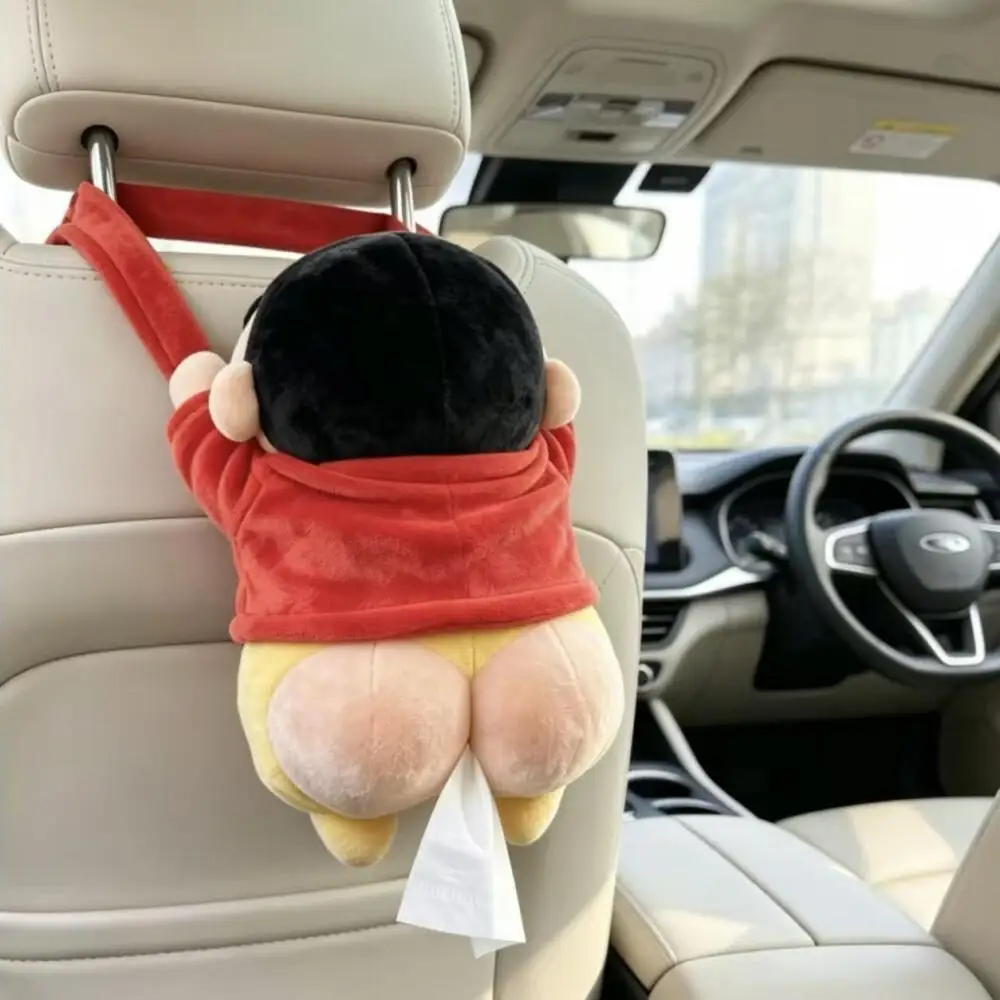 Cartoon Paper Box Crayon Shin-Chan Anime Car Decoration Doll Cute Car Interior Decoration Doll Pendant Hanging Tissue Bag Gift view 2
