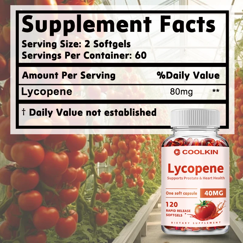 Lycopene Capsules 40mg - สนับสนุนต่อมลูกหมาก, ท่อปัสสาวะ, สุขภาพหัวใจ, สนับสนุนภูมิคุ้มกัน, สารต้านอนุมูลอิสระ