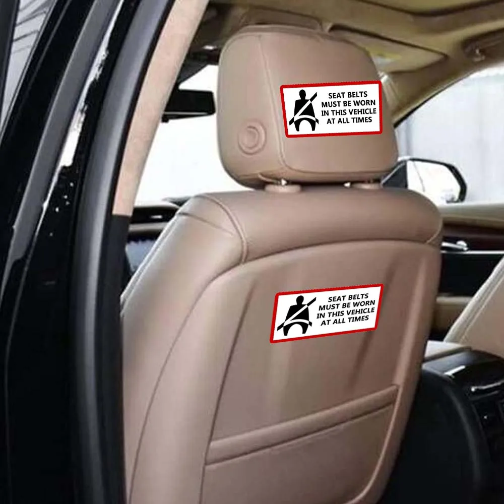 Seat Belts Must Be Worn In This Vehicle Sign Stickers 4x2 Inch 8Pcs