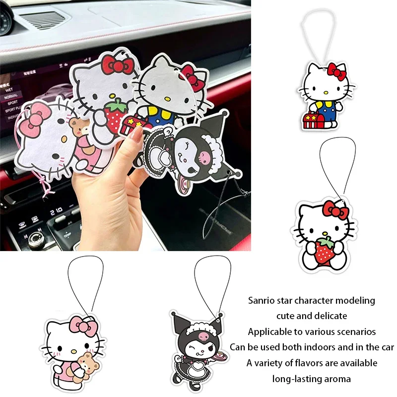 Sanrio Hello Kitty Aromatherapy Tablets Car Air Freshener Natural Pendant Cute Cartoon Shape Ornaments Home Wardrobe Deodorizer