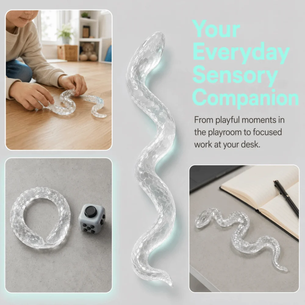 Handmade Slow Rebound Snake Toy Slow Rise Sticky Simulation Transparent Snake Squeeze Toy Soft Kawaii Snake Pinch Toy