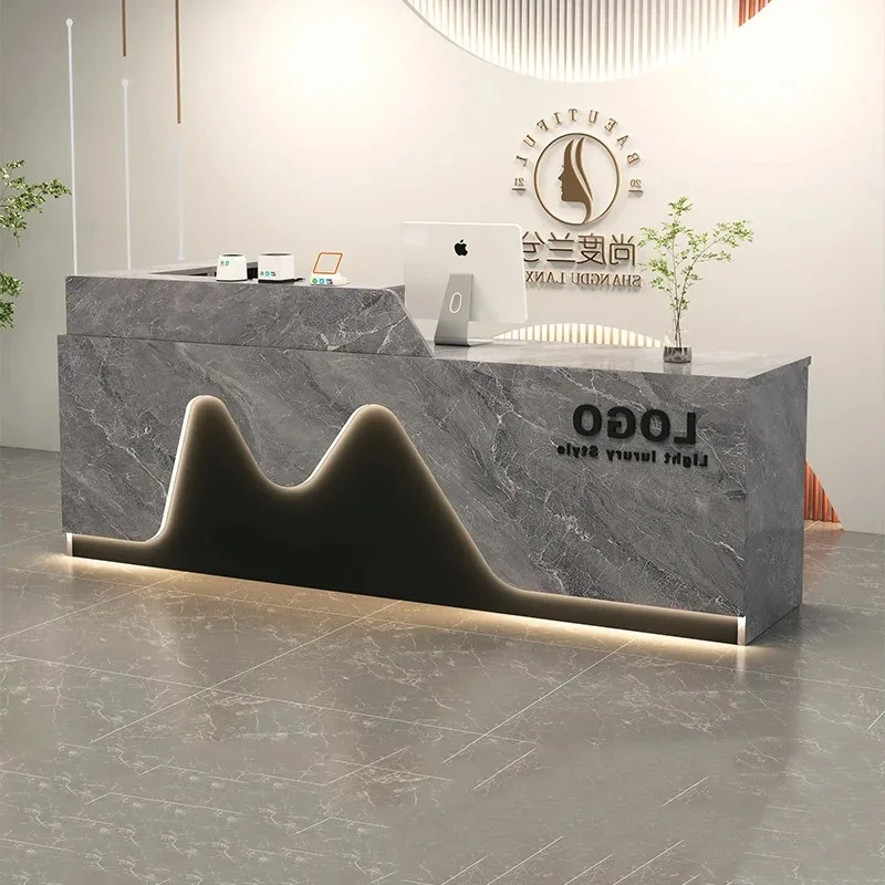 مكتب حديث رائع وبسيط، تصميم استقبال بسيط، طاولة بار فاخرة، مركز عتيق، أثاث تجاري