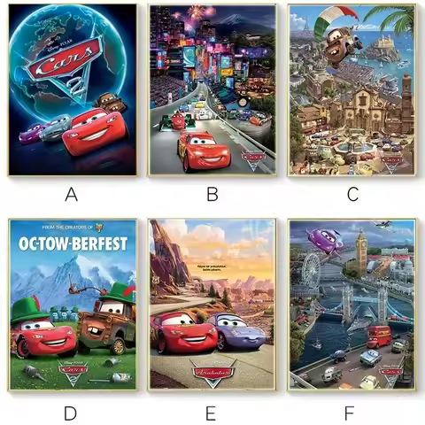 Disney Cartoon Canvas Painting Hd Print Pixar Car 2 Pictures Lightning McQueen Poster Wall Art For Living Room Home Decoration