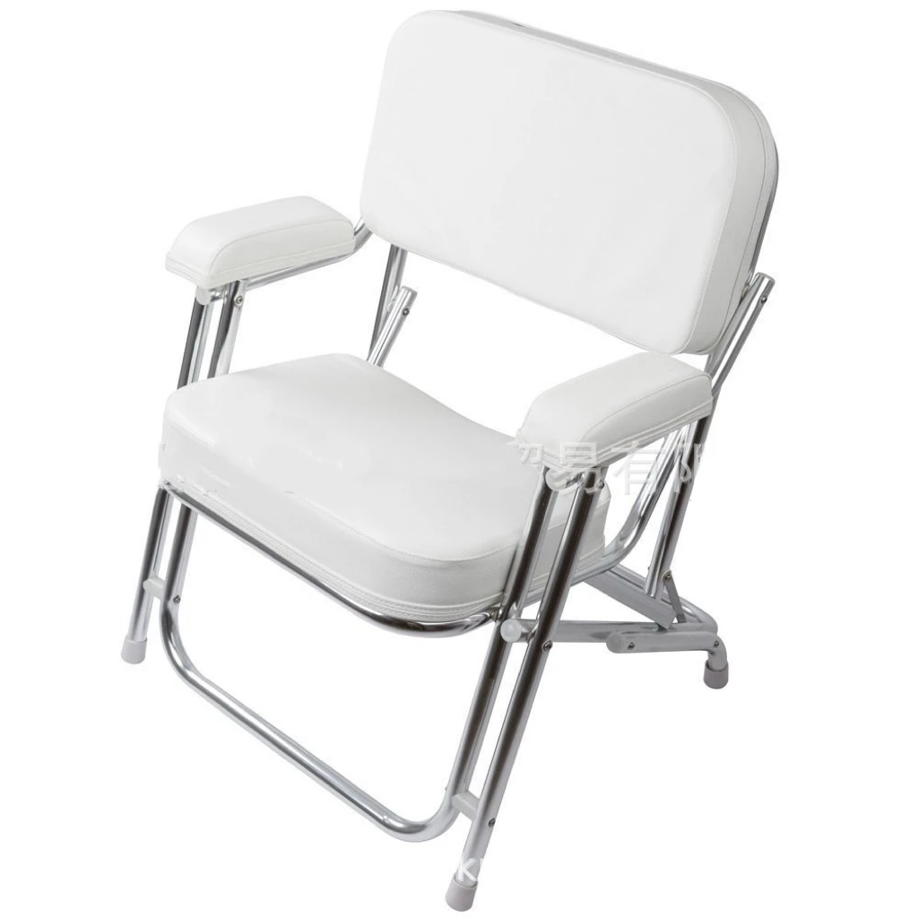 White Folding Marine Deck Chair Double Leg Stainless Steel 304 Aluminum Alloy Frame For Boat Yacht Accessories