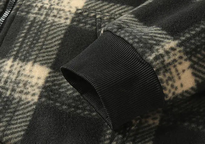 New Fashion Fleece Lined Men's Casual Hooded Plaid Shirt Jacket view 5