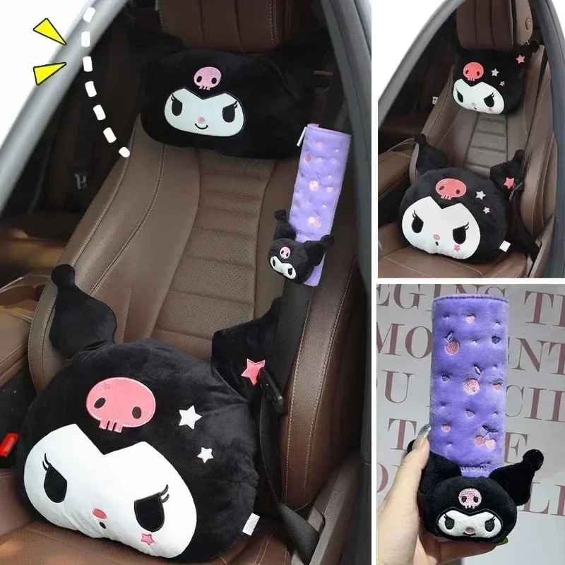 

Anime Kuromi Melody Cartoon Plush Toy Cute Headrest Car Neck Pillow Seat Belt Cover Creative Plush Car Accessories Xmas Gifts