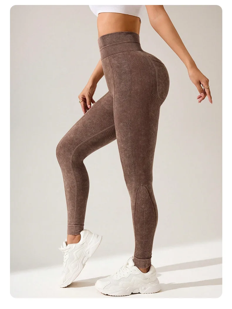 Damen Schnelltrocknende Yoga-Leggings mit Taschen, Hoher Taille, Po-Lifting-Effekt, Strukturierte Hüftformende Lauf- und Fitness-Sporthose – Detail 21