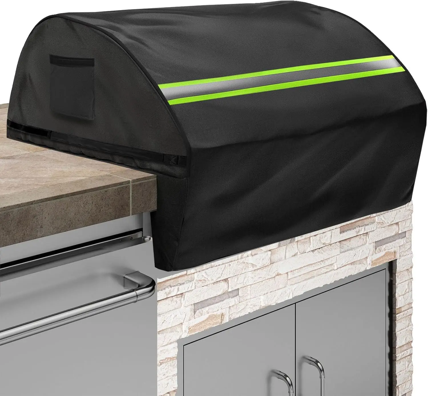 

Heavy Duty 36-Inch Built-in Grill Cover, Waterproof 600D with Reflective Strips and Plush Lining, Enhances Visual Appeal, Black