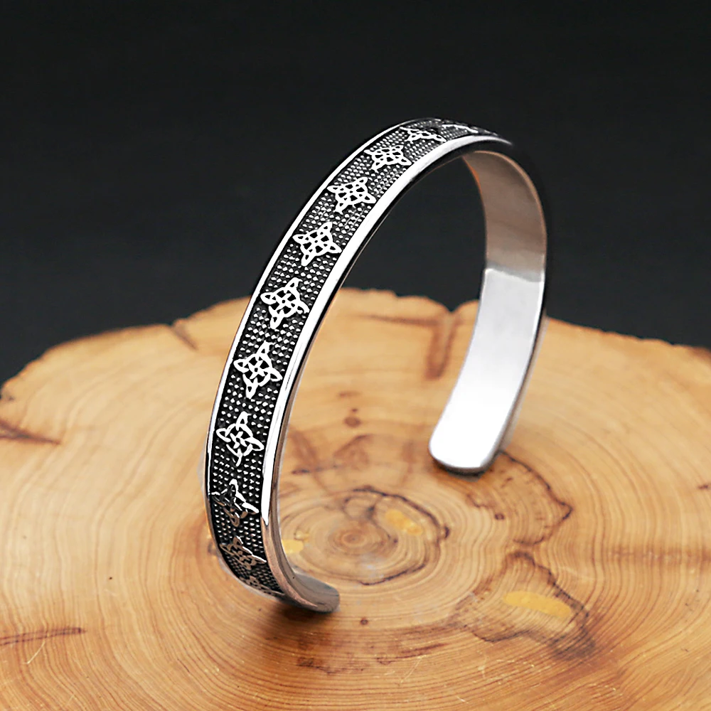 

Vintage 316L Stainless Steel Vikings Celtic Knot Bracelet For Men Women Fashion Punk Opening Bangles Nordic Amulet Jewelry Gifts
