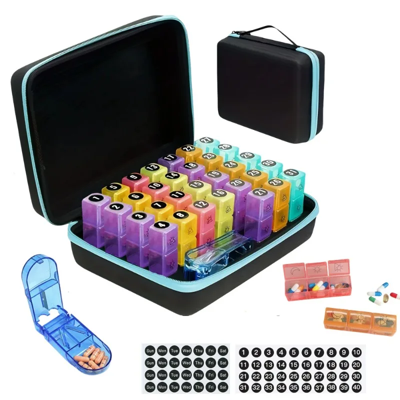 

Ежемесячная коробка для таблеток, органайзер для хранения таблеток, 3-кратная аптечка с 32 отделениями для хранения витаминных таблеток