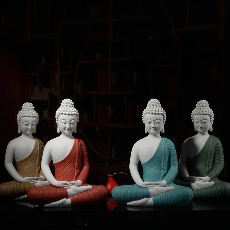 GOOD Wholesale Buddhist supplies # home family Bless Safe good luck Buddha -Southeast Asia Sitting Buddha porcelain art statue