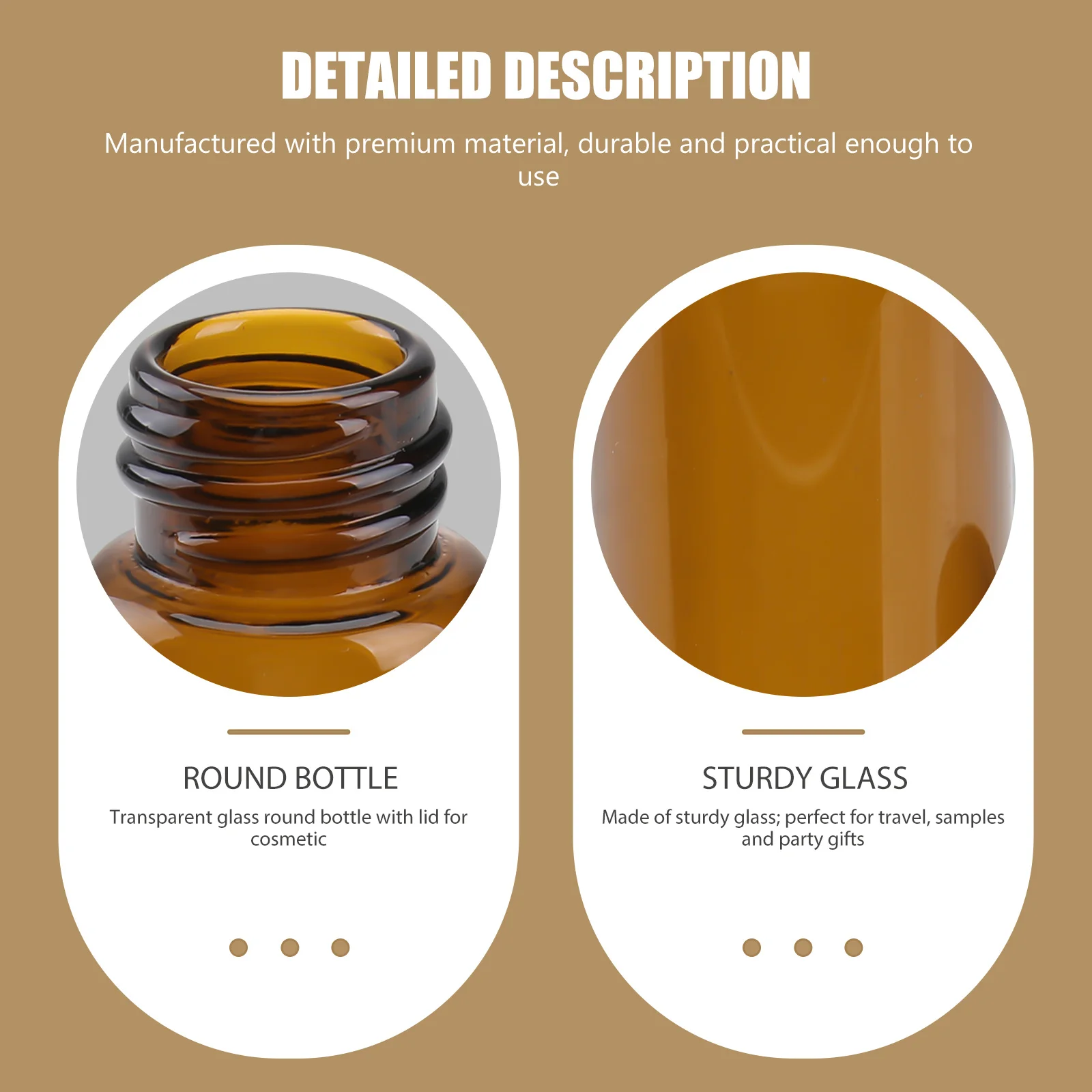 15Pcs Brown Glass Sample Bottles Screw Mouth Leakproof Travel Small Essential Oil Reagent Containers Sample Bottles