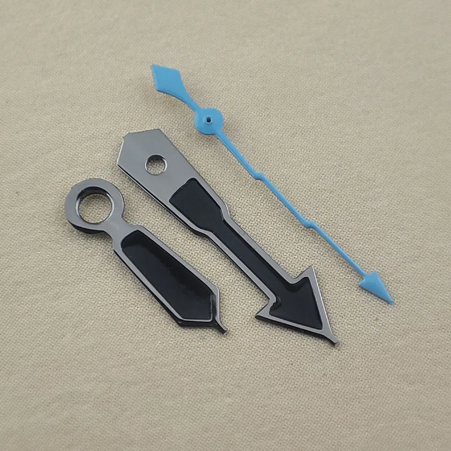 ملحق ساعة مستعمل ، مؤشر لـ NH35 ، NH36 ، أسود بالكامل ، بدون برق مضيء ، حركة 4R ، 7S