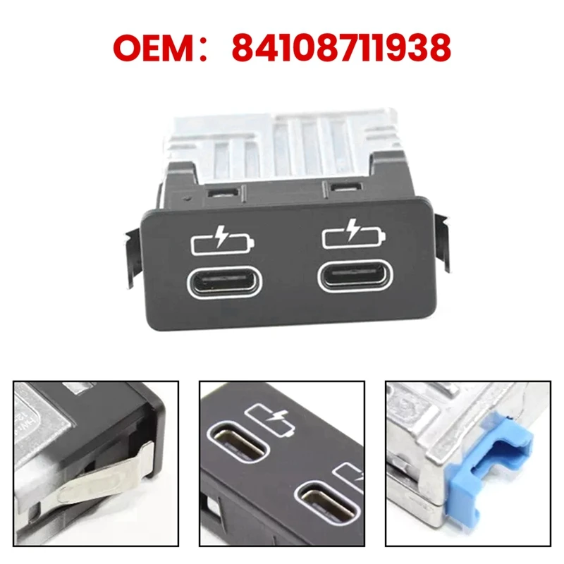 For BMW 3 Series G20 G21 2019-2021 Car Central Console Rear TYPE-C Socket Dual Port 84108711938