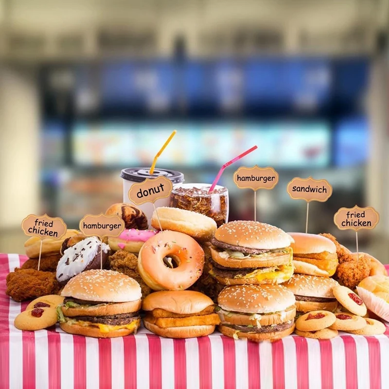Chalkboardカップケーキトッパー、チャッキーボード、Buffetラベル、フードタグ、空白のつまようじの旗、前菜のマーク、ホット、50個
