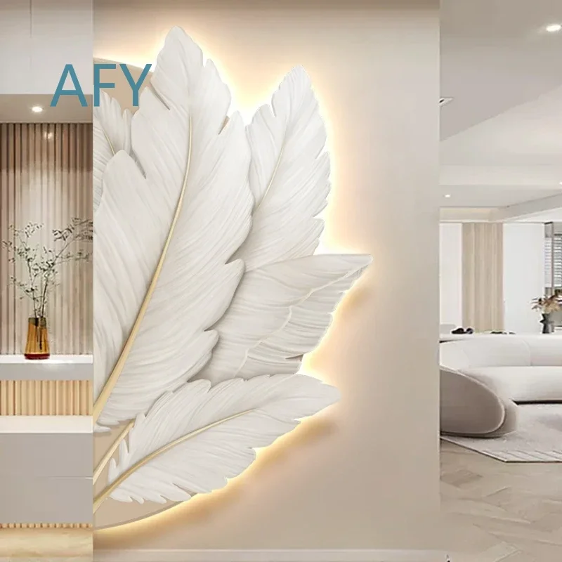 Feather Mural Lamp for Family Entrance Modern Living Room Wall Decoration LED Corridor Lighting Wall Lamp for Home Decor