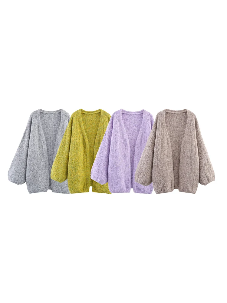 

European and American style autumn new women's clothing lazy temperament lantern sleeves long cardigan jacket
