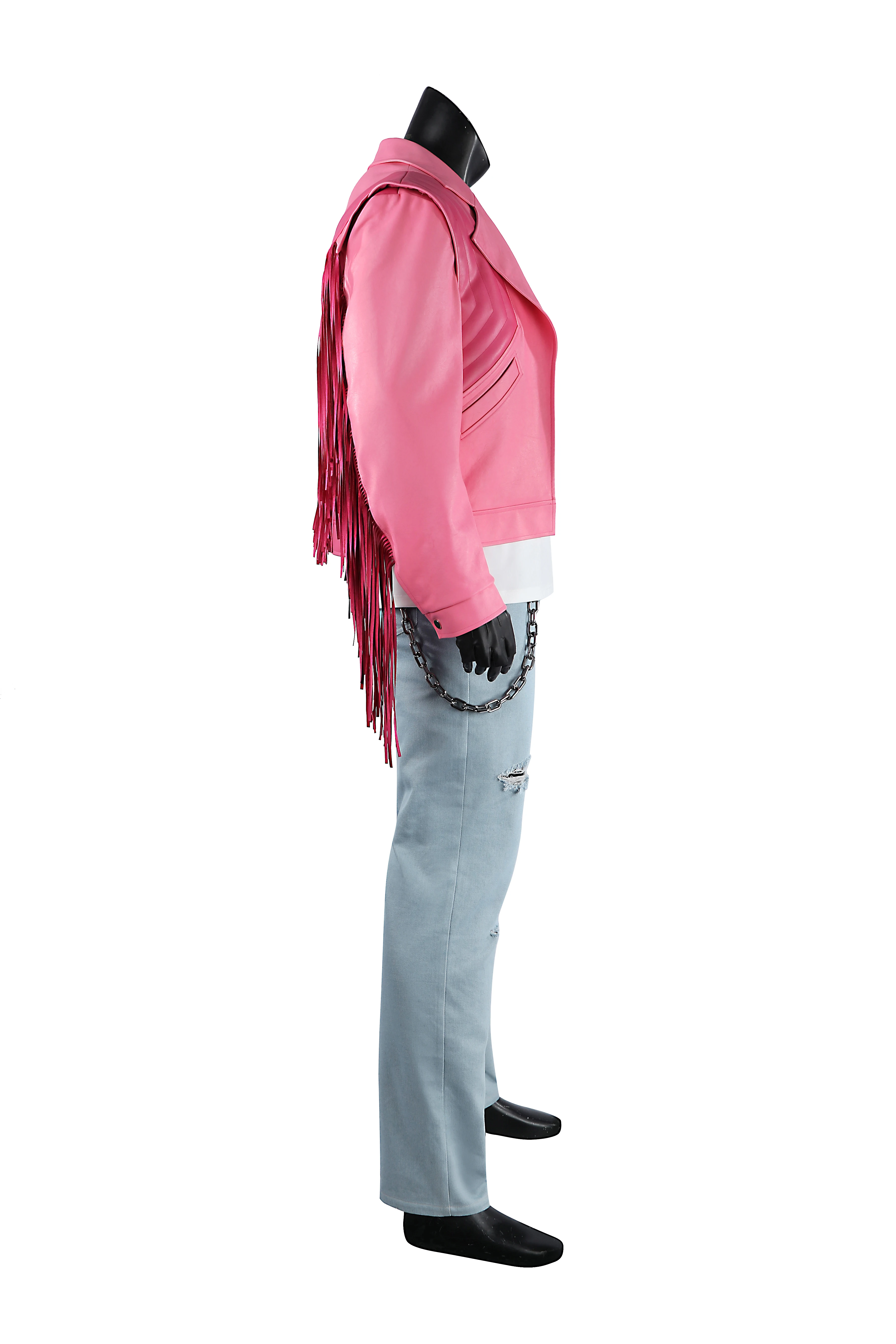 غاريت غاريسون أزياء تنكرية للرجال سترة وردية علوية جينز سروال مجموعة كاملة للهالوين "الرجل القمامة كوس الزي اليومي غير الرسمي