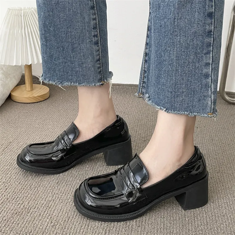 College style Lolita shoes women\'s student Retro round toe Mary Jane shoes shallow buckle thick sole single shoes women\'s shoes