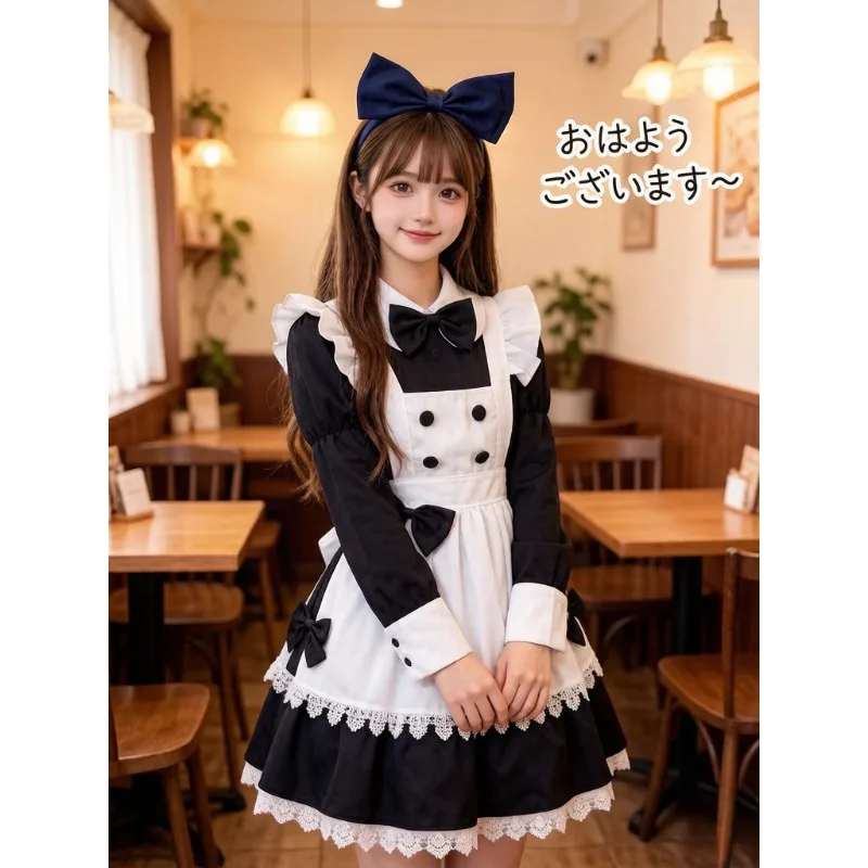 

Halloween Anime Maid Dress Long Style Butler Outfit Lolita Cosplay Costume Cafe Work Wear for Festival Party Stage Role Play