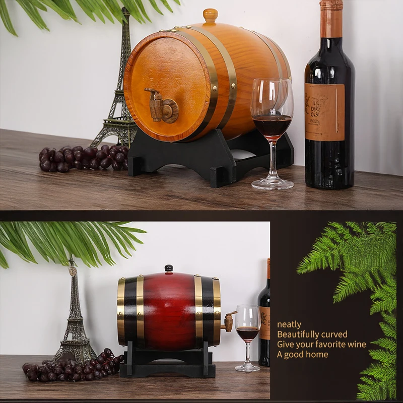 عالية الجودة البلوط برميل مع قوس النبيذ الأحمر أو النبيذ الأبيض الديكور البيرة صنبور خشبي تخزين برميل دلاء الثلج الحرف المنزلية