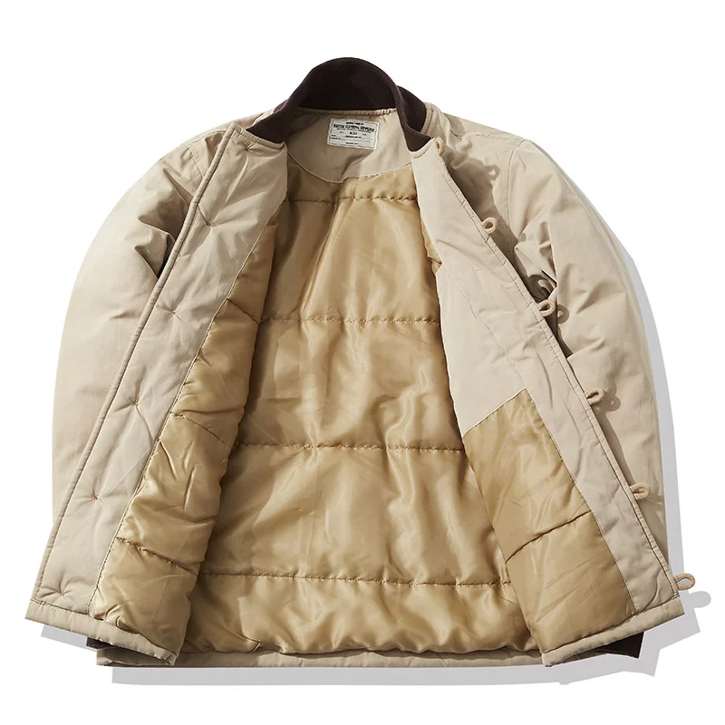 

Autumn Winter Jacket Men Cotton-padded Baseball Collar s Jackets Mixed Color Single Breasted Windbreaker Coat Outerwear