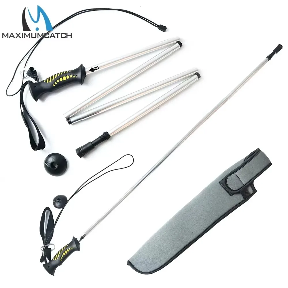 MAXCATCH Aluminum Wading Staff Collapsible Fishing Stick Foldable Hiking Wading Pole Fishing Accessory