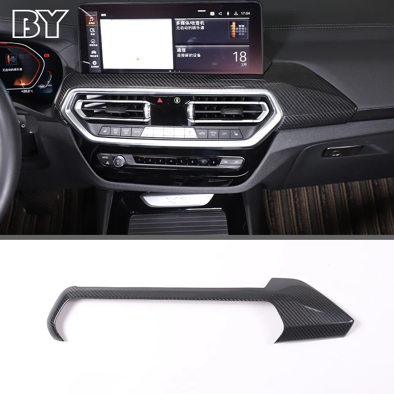 For BMW X3 X4 2022-2023 Center Console Dashboard Air Conditioner Outlet Panel Cover Stickers Real Carbon Fiber Car Accessories