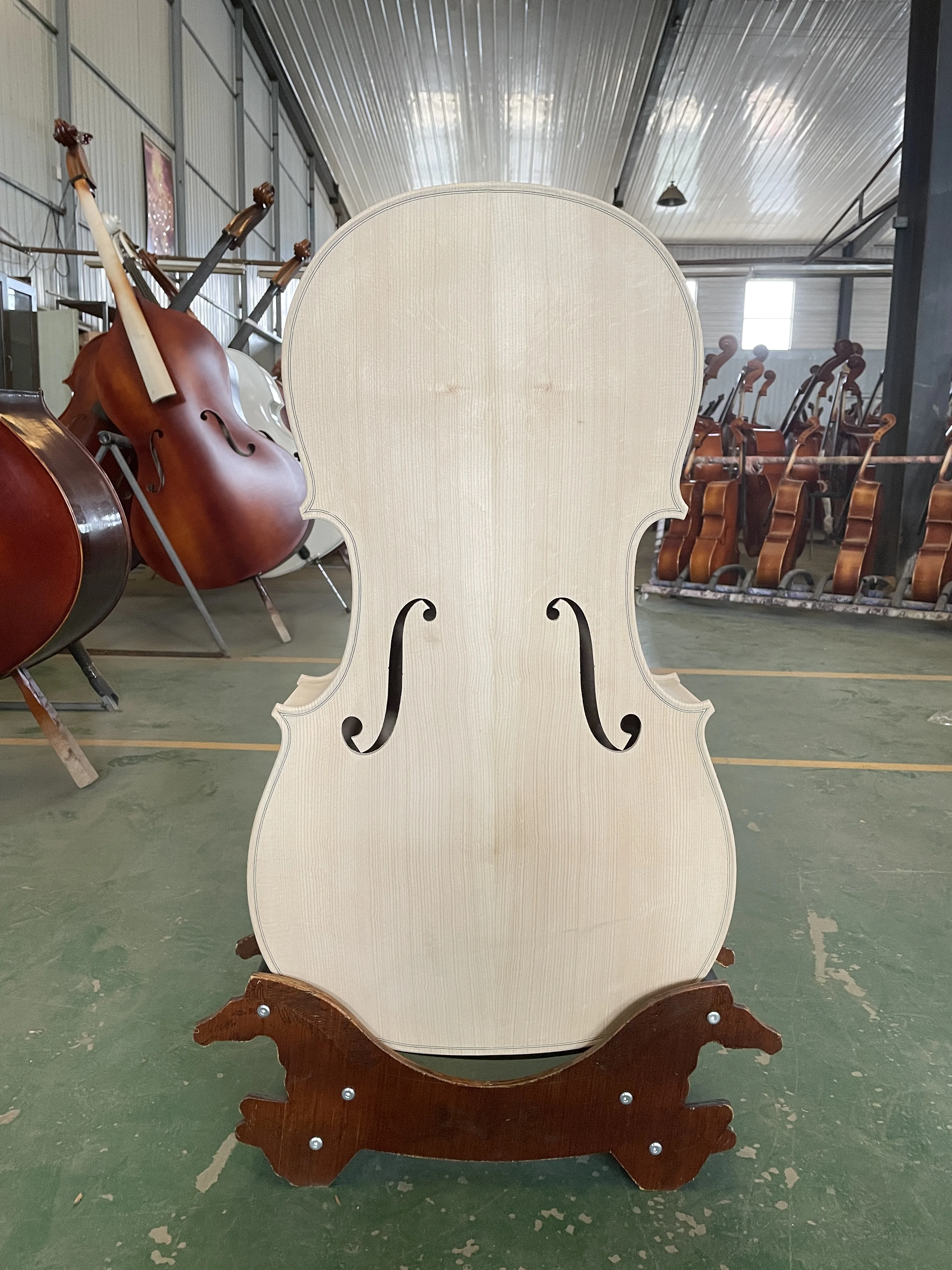 Handmade Unfinished Cello Body without Neck, Spruce Panel, Maple Back, Semi-finished, 4/4, 1 Pcs