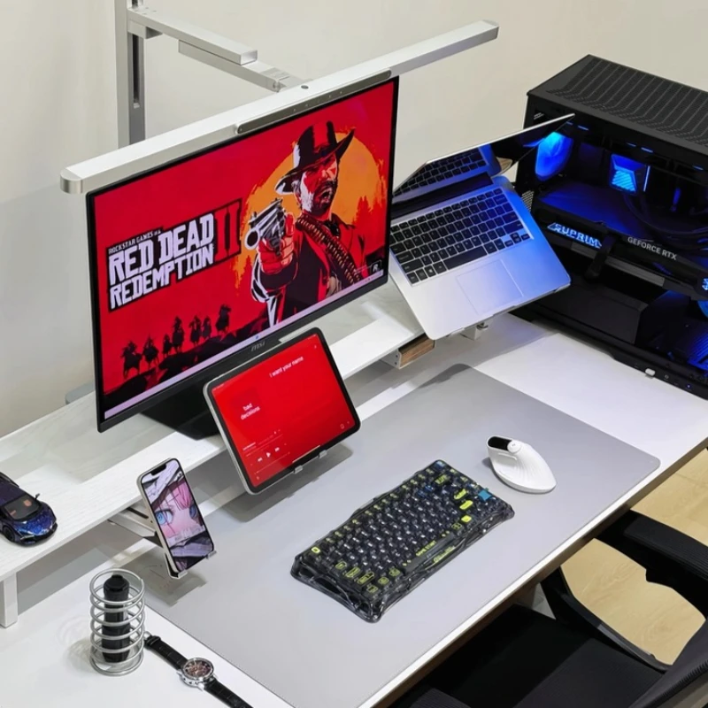North American Ash Wood Monitor Stand H20 Slide Rail Computer Riser Modular Laptop Holder Ergonomic Workstation Organizer System