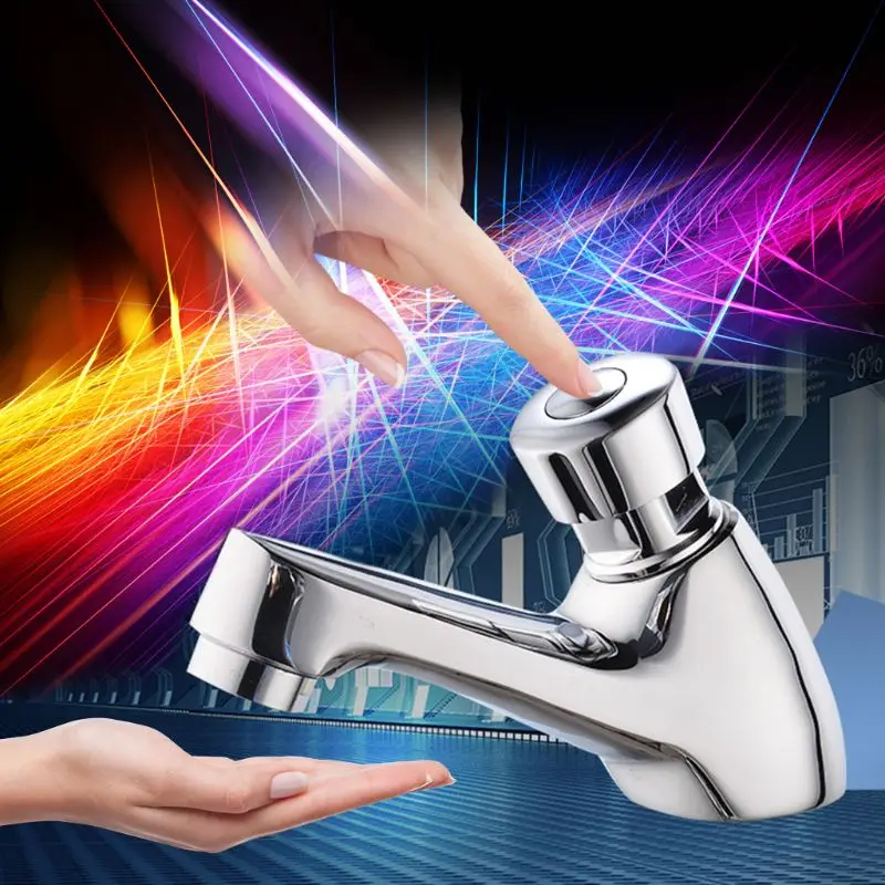 Y1UB Auto Self Closing Water Saving Tap Bathroom Basin Cold Faucet Delay Push Button